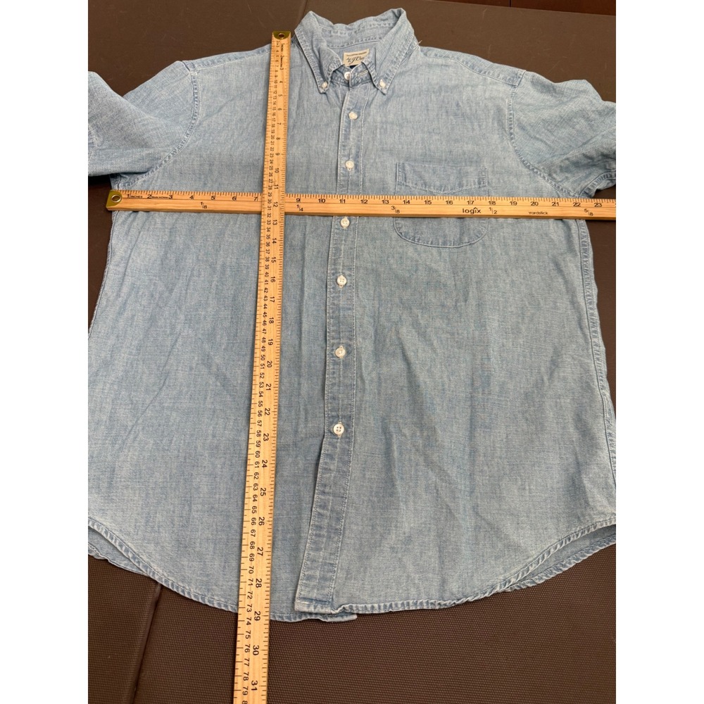 J.Crew Mens Light Blue Chambray Short Sleeve Button Down Shirt 68476 Size L - Picture 5 of 7